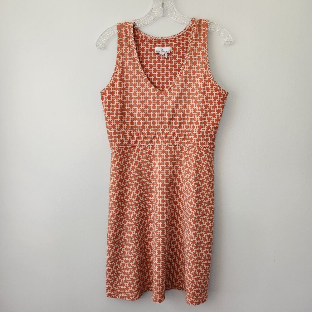 Jude Connally Dress Women S Sundress Orange White Abstract Boho Chic Preppy Work